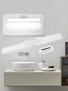 Adjustable Vanity Mirror Light, 3-In-1 Function, Dimmable, Touch Control, Color Changing, Rechargeable Battery, Magnetic Installation, Suitable For Reading, Wardrobe, Cabinet, Kitchen And More, Wireless LED Portable Light Strip For Makeup Mirror - White - View 11