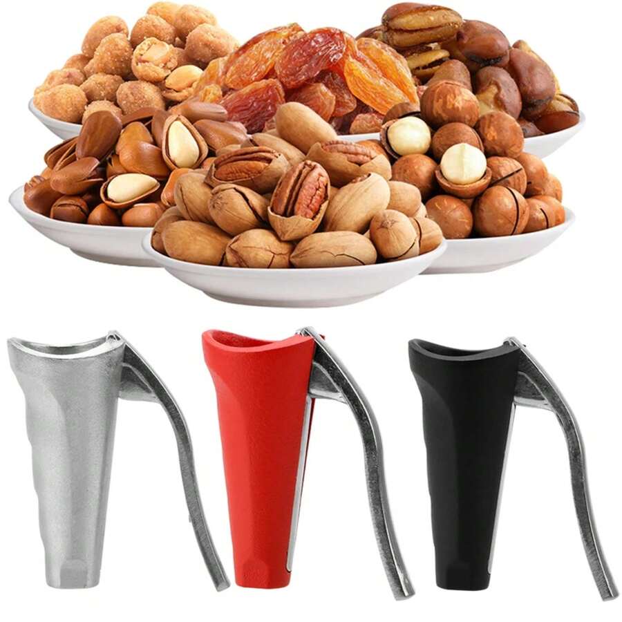 Alicates para avellanas y nueces, herramientas de cocina de aleación de Zinc, abridor de desgranadora con forma de embudo, alicates de abrazadera, Clip rápido para utensilios de castañas NWYL - Negro - Ver 1