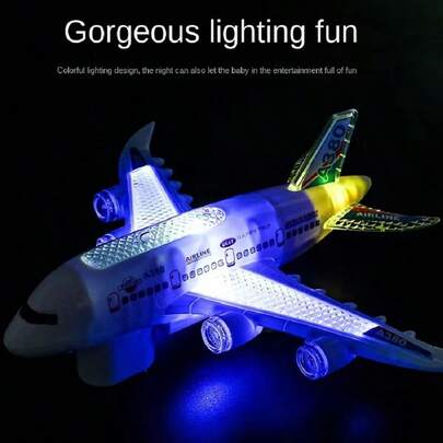 A380 Airplane Toy With Lights, Sounds And Electric Walking Function, Suitable As Birthday Gift For Boys And Girls (Batteries Not Included), Realistic Model Design. Children's Toy, Helicopter Toy, Boys' Toy, Large Airplane Toy, Model Airplane, Boys' Children's Toy, Back To School Season