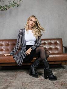 Women's Long Open Stylish Kimono Cardigan - 深黑色 - 查看 2