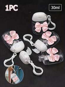 Botella vacía de 30 ml blanca y transparente para desinfectante de manos con lazo, soporte de llavero, tapa abatible blanca y recargable, envase cosmético adecuado para líquidos, lociones y cremas de 1 oz (aprox. 28.3 g), ideal para viajes - Blanco - Ver 1