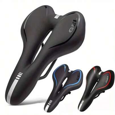 1pc Bicycle Saddle Seat, Thickened Silicone Mountain Bike Seat Cushion, High-End Middle Hole Design, Comfortable Hollow Ride