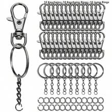 30/60pcs Christmas Keychain Swivel Clasp Hook Stainless Steel Split Key Rings And Jump Rings Bulk Keychain Lanyards, DIY Metal Keychain Making Kit, DIY Keychain Bag Pendant Craft Supplies