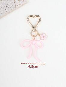 1 件女士时尚蝴蝶结女孩可爱钥匙扣花朵吊坠钥匙圈包饰背包装饰蝴蝶结 - 粉色 - 查看 2