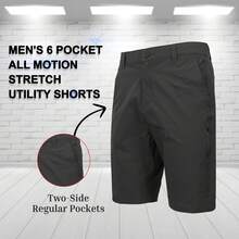 3-Pack Men's 6 Pocket All Motion Stretch Utility Golf Shorts (32-42) - 黑色-灰色-卡其色 - 查看 2