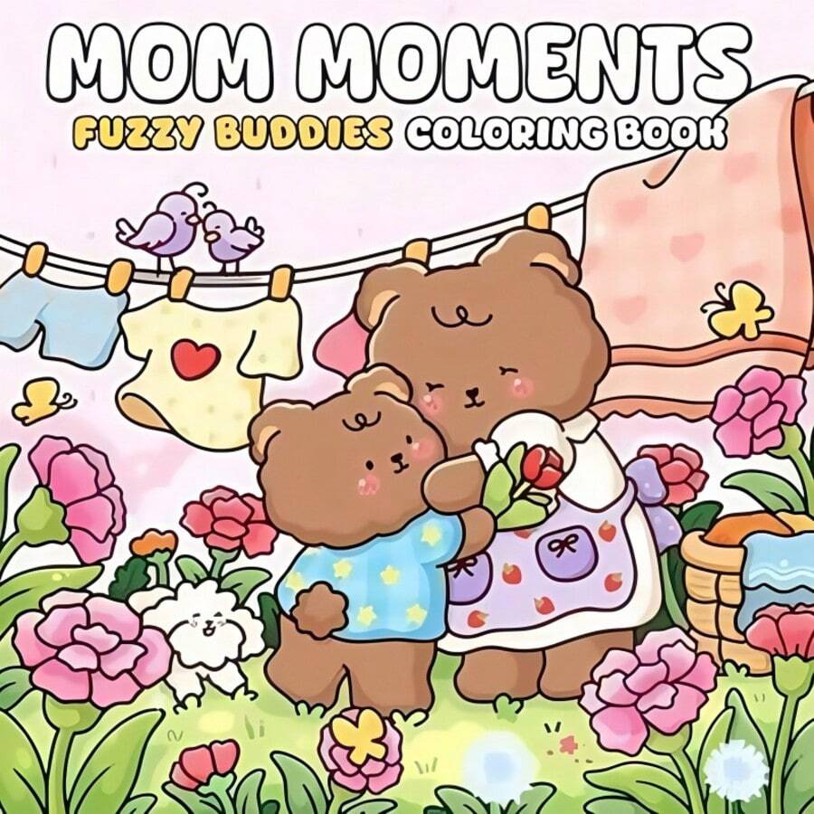 1本 MOM MOMENTS 涂色书,适合成人和青少年的彩色图画书,以可爱的动物伙伴为特色,旨在帮助您放松身心。是返校季的绝佳礼物。 - 均碼 - 查看 1