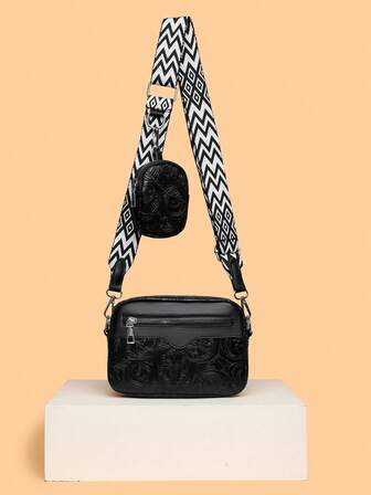 Bolso cuadrado pequeño minimalista y retro con textura, bolso de hombro y cruzado de diseño único y de moda para mujer