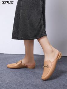 ZPWZ 2026 新款时尚露跟穆勒鞋，百搭软底防滑女士拖鞋 - 卡其色 - 查看 3
