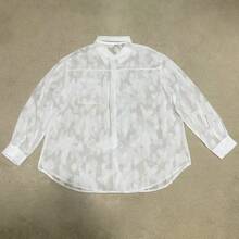 大码女式休闲提花衬衫，宽松纹理白色长袖衬衫，适合秋季、返校、日常穿着、度假 - 白色 - 查看 7