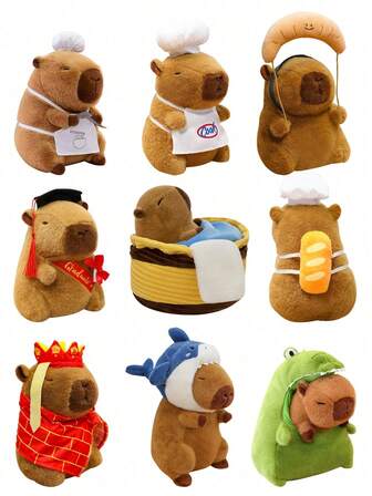 毛绒水豚玩偶，逼真动漫毛绒玩偶，可爱水豚毛绒玩具，柔软毛绒玩偶，儿童完美礼物，生日派对，圣诞节，新年，情人节，家居装饰