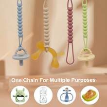 〈Paquete de 4〉 Clip chupete con dentición, Portachupetes en forma de corazón para bebé, abrazadera de silicona + madera, clip para cochecito como regalo para baby shower, artículos esenciales de viaje (Opciones de 1/4 piezas) - Multicolor - Ver 8