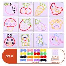 蒙特梭利无纺布穿绳玩具，适合初学者儿童，包含缝纫工艺套装、精细动作技能训练板、感官教育学前玩具，也是送给男孩女孩的绝佳生日礼物。 - 不織手縫 - 查看 9