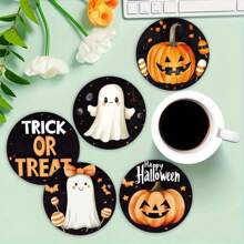 Set de 1/4/6 piezas Posavasos de barro de diatomeas con diseño de calabaza y fantasma, para café, decoración de hogar y restaurante en múltiples ocasiones, regalos festivos, decoración de mesa, decoración de Halloween, decoración de fiestas temáticas, puede ser un regalo