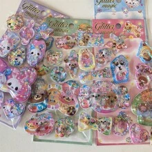 Y2K Retro Bear Bunny Sequin 3D Shake Sticker Phone Case Decoration Stickers