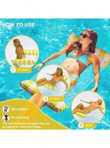 1 pieza Hamaca inflable flotante para piscina, accesorio de fiesta de verano para piscina y playa para adultos, regalo perfecto para vacaciones y relajación en la piscina