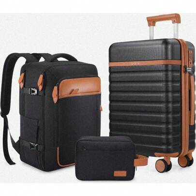 Luggage Sets 3 Piece Carry On Luggage 20 Inch With Spinner Wheels PC Hardside Suitcase Set With TSA Lock Durable Carry On Suitcase With Travel Backpac