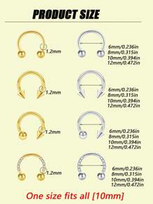 3 Pieces Of Gold Stainless Steel Earrings, Nasal Septum Ring, Gold Spiral Cartilage Puncture Gift Jewelry, Women's Body Horseshoe Ring, Inner Diameter 10mm, Suitable For Nostrils, Ear Cartilage, Earlobes, Circular False Earring Earrings, Nose Ring, Nasal Septum Ring