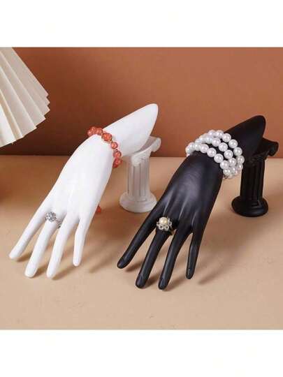 Creative White & Black Resin Female Hand Model Ring, Bracelet, Watch Jewelry Store Display Props For Women Storage Organizer Travel Essentials Back To School Dormitory Storage