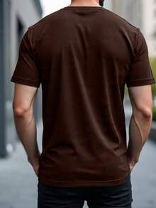 Textured Casual Basic Straight Textured Premium Knit T-Shirt - Rust Brown - View 2