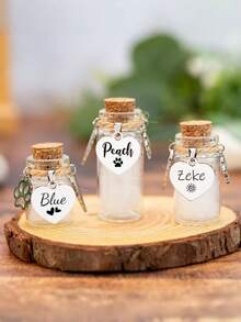 定制宠物毛皮纪念罐、狗纪念罐、宠物毛皮纪念品、宠物纪念玻璃瓶、宠物遗失礼物、彩虹桥礼物、宠物遗失礼物 - 彩色 - 查看 4