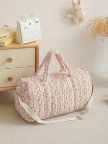 多用途大容量绗缝花卉手提包、单肩包、挂包，适合婴儿车、户外携带、孕妇和新生儿 - 彩色 - 查看 7