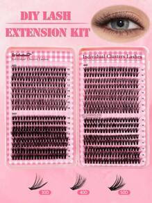 640pcs D-Curl Eyelash Extension Kit, 10D 20D 30D 40D 50D 60D 80D 100D 120D 150D 8-16mm DIY Individual False Eyelashes, 3D Mink Curl Dramatic Messy Lashes For Makeup, Cosplay, Daily Wear