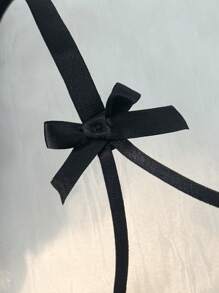 Set de 2 piezas de sujetador transparente con lazo bordado y ajustable, talla grande braga a juego, para uso en casa, de estilo clásico en color negro