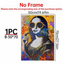 Art Decor Modern Mona Lisa Canvas Print, Fashion Theme Retro Portrait Wall Art, Frameless Ink Artwork, Indoor Hanging Decor Poster For Living Room, Bedroom, Home Office - Basquiat-Inspired Watercolor Design Gifts Birthday Graduation