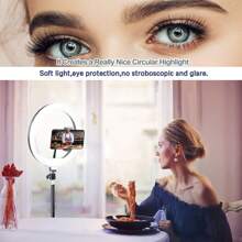 Set di illuminazione a LED, luce ad anello da 10 pollici, regolabile con 3 temperature di raffreddamento, alimentato USB senza uscita, equipped con Tripod da 43In, molletta per telefono cellulare, lampada in plastica, adatto per studio, fotografia, il live Broadcast è la prima scelta per regali di scuola Seasons adatti per fotografia fotografica, registrazione video, live streaming, riunioni di zoom, Vll Stady con luce per autoadesiva