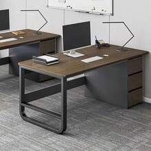 Escritorio de Oficina Minimalista, Espacioso Escritorio para Computadora con 3 Cajones, Escritorio Minimalista con Patas de Mesa Reforzadas, Ideal para Estudio,Juegos y Trabajo - Blanco-L - Ver 5