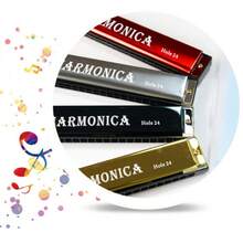 24 孔 C 调口琴（带盒），口琴竖琴，全音阶口琴，适合初学者、成人、专业人士、朋友、礼物