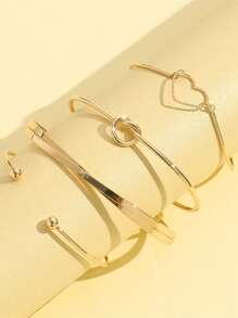 1set Vintage Minimalist Chain Bracelet, Fashion Layered Open Bangle Wrist Ornaments
