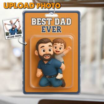 Catygift Anpassad bilhängare i akryl för pappa, personlig fars dag-present till pappa, doftklämma med familjetema, ladda upp foto och textdesign, hem och boende, hemsök ditt hem, souvenirer, återanvändbar, bedårande, högkvalitativ, elegant boende, konstnärligt boende