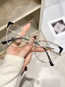 1pc Women Fashion Anti Light Blue Cat Eye Glasses Frame Retro Luxury Optical Computer Eyeglasses Clear Glasses Accessories