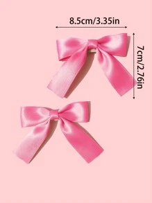 2pcs/Set Pet Bowknot Hair Clips, Cute Cat/Dog Side & Top Clips Hair Accessories - Hot Pink - View 2