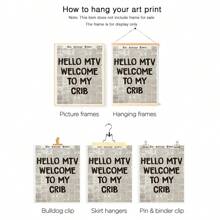 1pc Unframed Welcome To My Crib Prints - Vintage Newspaper Prints, Typographic Canvas Posters, 70's Pop Wall Art, Aesthetic Wall Art, Posters, Wall Art, Room Decoration Stuff, Modern, Quotes (Optional Frame)