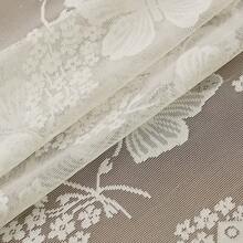 1 件白色蝴蝶和花朵蕾丝薄纱窗帘，法式优雅蕾丝窗帘，蕾丝梦幻窗帘配件，非常适合卧室和客厅装饰