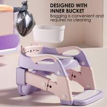 3-In-1 Potty Training Seat & Training Toilet & Potty Chair, Height Adjustable Toddler Toilet Seat For Kids Boys Girls, Foldable Potty Training Toilet With Splash Guard And Anti-Slip Steps - Purple - View 3