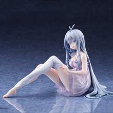 Affascinante statua di ragazza anime in PVC blu - perfetta per decorare la scrivania e come collezione. Idea regalo ideale per le feste.