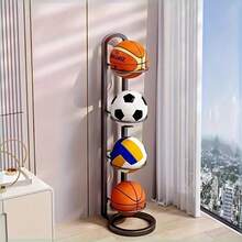 1 Stück 2/5 stöckiges Innen- und Außen Sportball Ausstellungsregal, für Fußball, Volleyball und Basketball, Aufbewahrungsorganizer Regal für Wohnzimmer, Garage, Schlafzimmer, Basketballhalter - Verschiedenfarbig - Übersicht 9