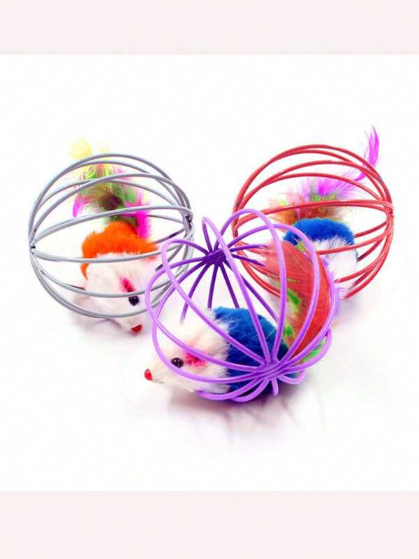 Random Color: Cage Mice, Pet Cat Toys, Cat Scratch Spherical Toys