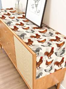 1 pieza Camino de mesa con diseño de gallo impreso, 4/6/8 piezas Manteles individuales con diseño de gallo impreso, adecuado para vacaciones, fiestas, cumpleaños, cenas, decoración de mesa de cocina y comedor, decoración del hogar y la vida en todas las estaciones
