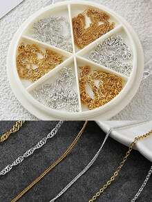 Beautizon Nailartlab A Box Of Nail Chain Decorations, Nail Accessories, Gold Silver 3D Metal Nail Art Chain Punk Style Shiny Design Nail Chain Accessories, For Women's DIY Nail Decoration Products Nails - Multicolor - View 2