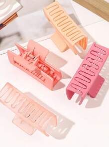 10 Stück/Set Mädchenhaft rosa Serie mittelgroße quadratische Haarclips aus Gelkautschuk matt für Frauen, Haarkralle Kombination