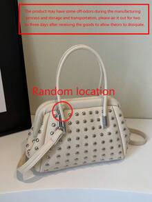 Retro Personalized Shell Bag, Women's New Rivet Punk Style Fashionable Motorcycle Shoulder Crossbody Bag, Women's Bag, New Punk Style Round Rivet Clip Mouth Shell Bag, Fashionable And Elegant Women's Handbag, Hand-Held Crossbody Bag - Multicolor - View 6