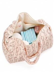 多用途大容量绗缝花卉手提包、单肩包、挂包，适合婴儿车、户外携带、孕妇和新生儿 - 彩色 - 查看 9