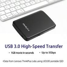 Lenovo UD100 Multi-Device Storage Hard Drive Plug And Play, Driver-Free, Compatible With Windows/Mac/Android, Automatic Backup Software, Business Data, Anti-Drop Design - Black - View 4