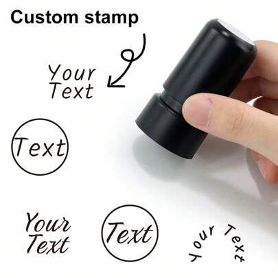20mm Round Black Customizable Name Stamp - Artistic Font Design Stamp - Teacher Stamp - Suitable For Office, Cafe And Other Commercial Spaces