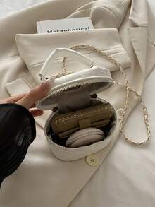Bolso de cadena mini ligero, bolso acolchado, bolso cubo, adecuado para niñas, estudiantes universitarias y trabajadoras de oficina - Blanco - Ver 8