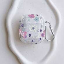 Transparente Kirschblüten Hülle für Airpod Pro, süßes Kirschenmuster 3 Ohrhörer Etui, Blumen Aufhänge-Kette Pro 2 Schutzhülle
